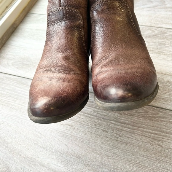 MJUS Metallic Leather Mixed Media Distressed Leather  Heeled Boots - Picture 6 of 15